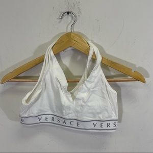 Versace white logo sports bra size L